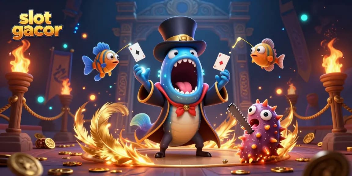 Experience the thrill of slot gacor with a vibrant underwater casino magic act featuring unique sea creatures.
