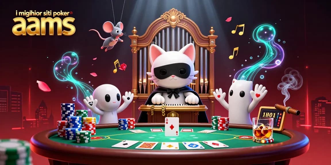 Scopri i migliori siti poker online AAMS con una scena animata di gioco e colori vivaci.