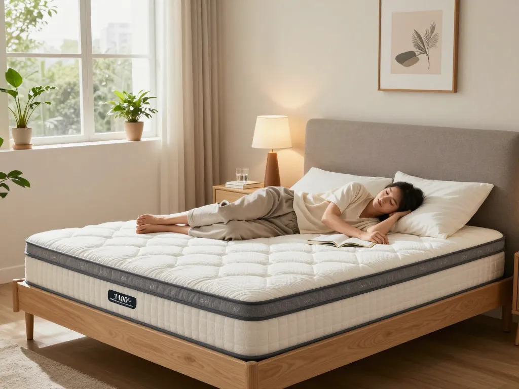 Extra firm mattress Majestic 11000 in cozy bedroom with natural light, promoting restful sleep.