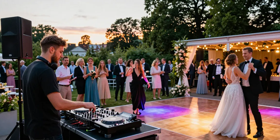 DJ für Hochzeiten in Berlin bei festlicher Trauung mit strahlenden Gästen und romantischem Ambiente.