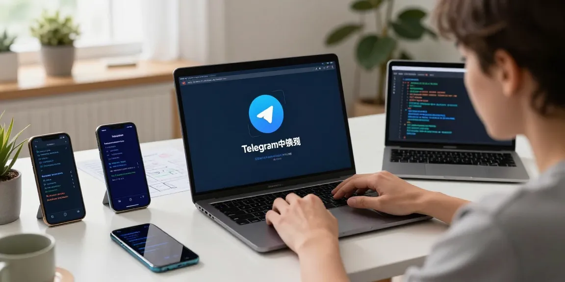 Resolving telegram chinese error fix in a modern tech workspace with devices and code notes.