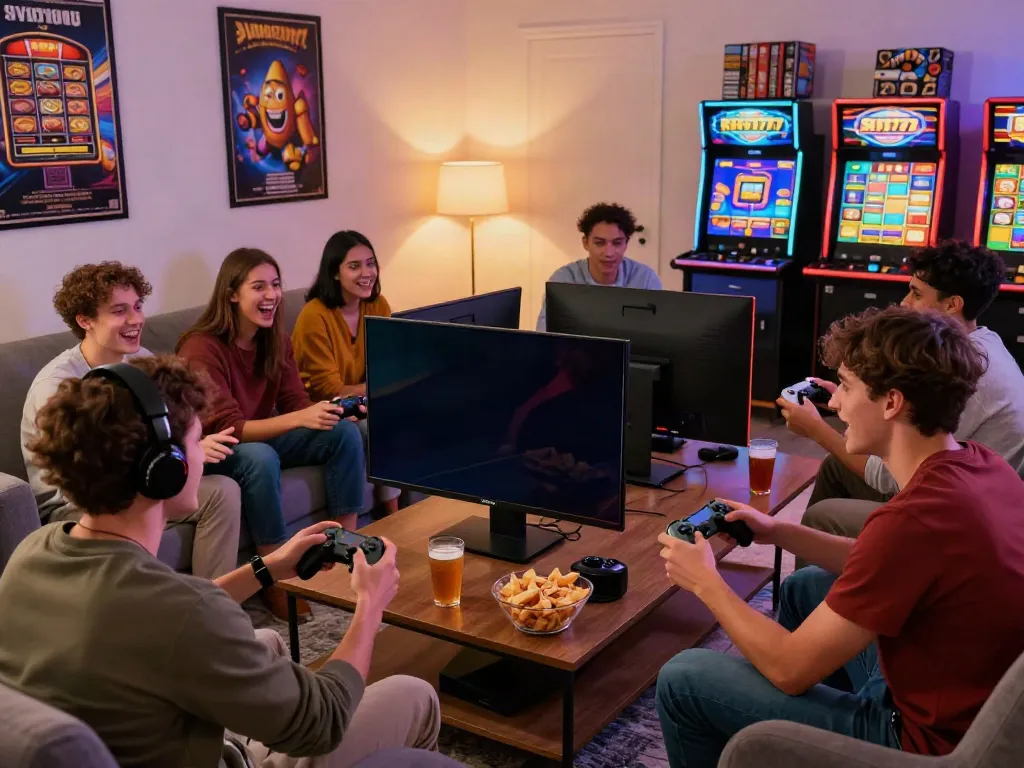 Pengalaman bermain Slot777 dengan teman di ruang tamu yang nyaman.