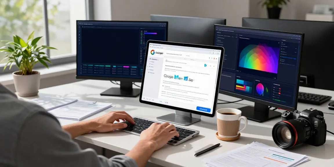 Professional using Google Maps scraping tool by Outscraper in a tech-savvy workspace.