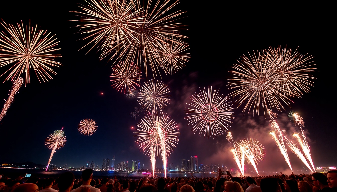 Witness breathtaking fireworks for sale lighting up the night in vibrant colors and shapes.