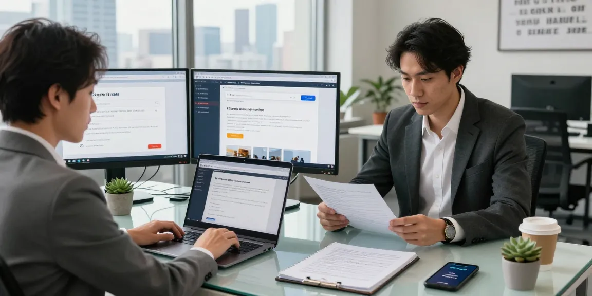 Job seeker reviewing google jobs applications in a modern office workspace.
