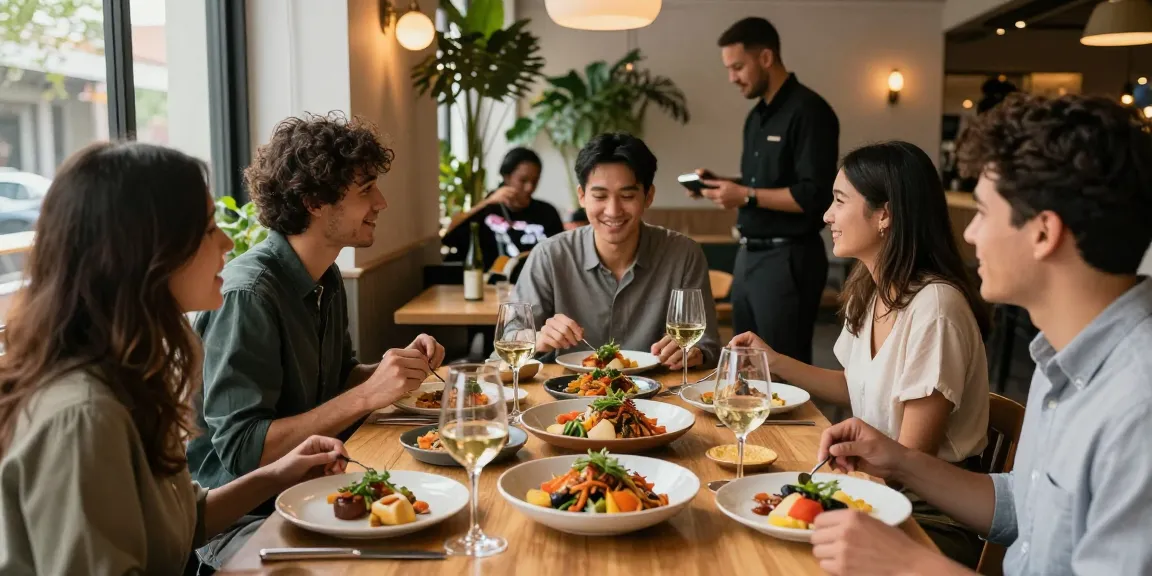 Friends enjoying a meal at TrestleOnTenth, highlighting the Sydney303 Slot experience.
