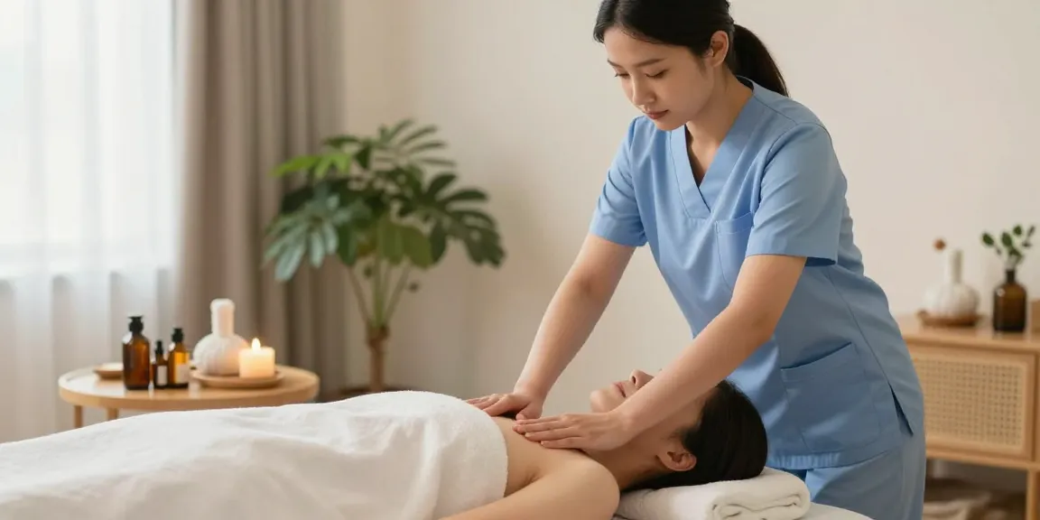 노원출장안마을 제공하는 전문 마사지 치료사와 편안한 고객의 모습