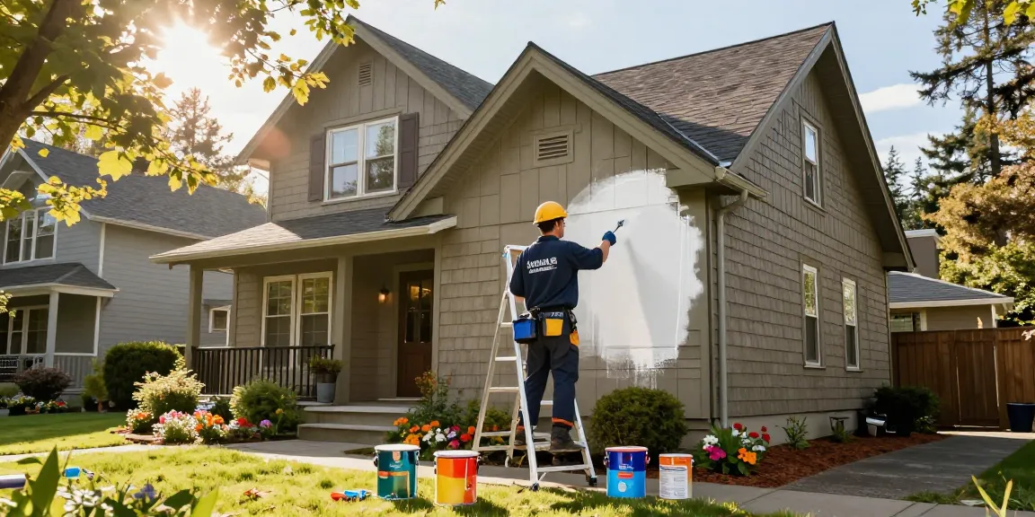 Exterior painters Washington County OR expertly refreshing a home's facade in a scenic Portland neighborhood.