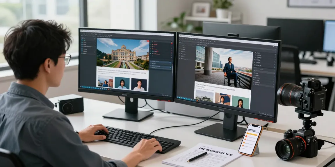 Content moderator using advanced tools to detect AI image content in a modern workspace environment.