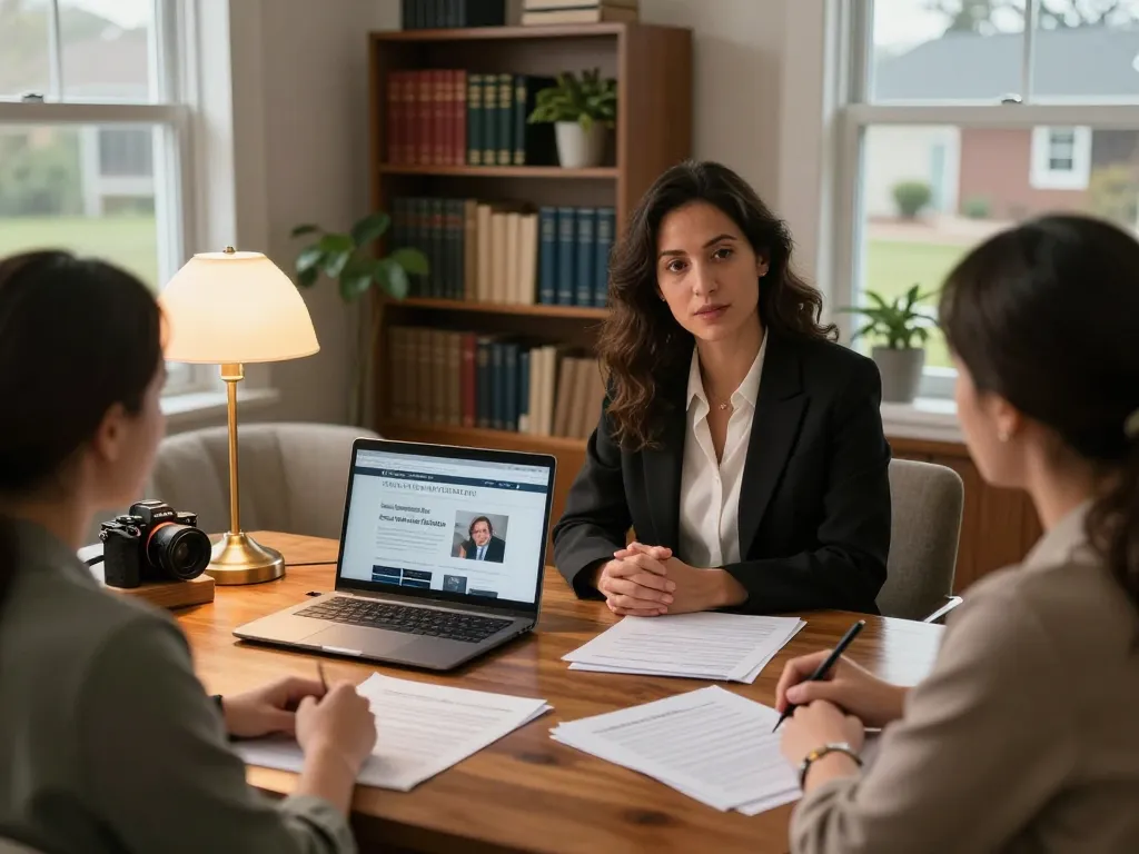 Maryland divorce lawyer discussing legal strategies in a welcoming office