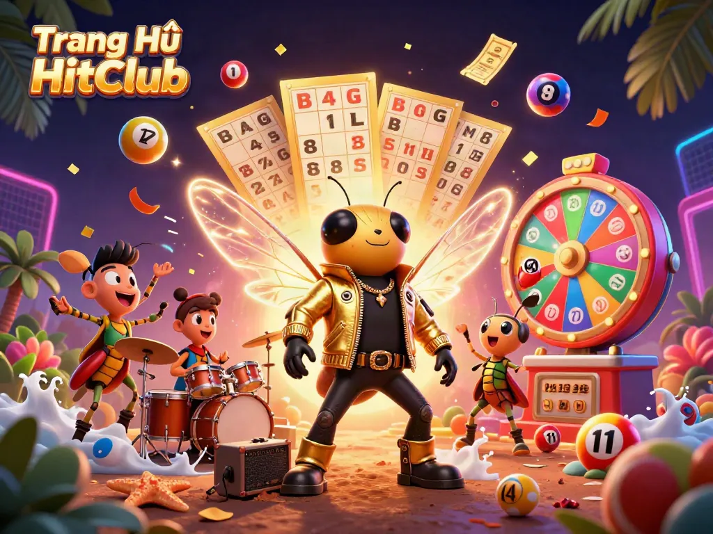 Play exciting games at Trang Chủ HitClub with vibrant casino-themed elements and characters.