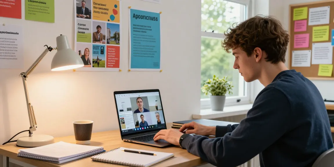 Young adult engaging in apprenticeships UK live webinar with career resources.