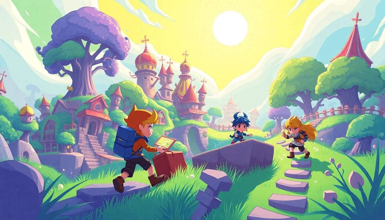 Players immersed in the vibrant yono game universe collecting loot and solving puzzles.