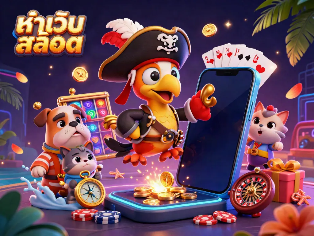 Engage with the exciting slot game scene on หน้าเว็บสล็อต featuring vibrant characters and dynamic casino elements.