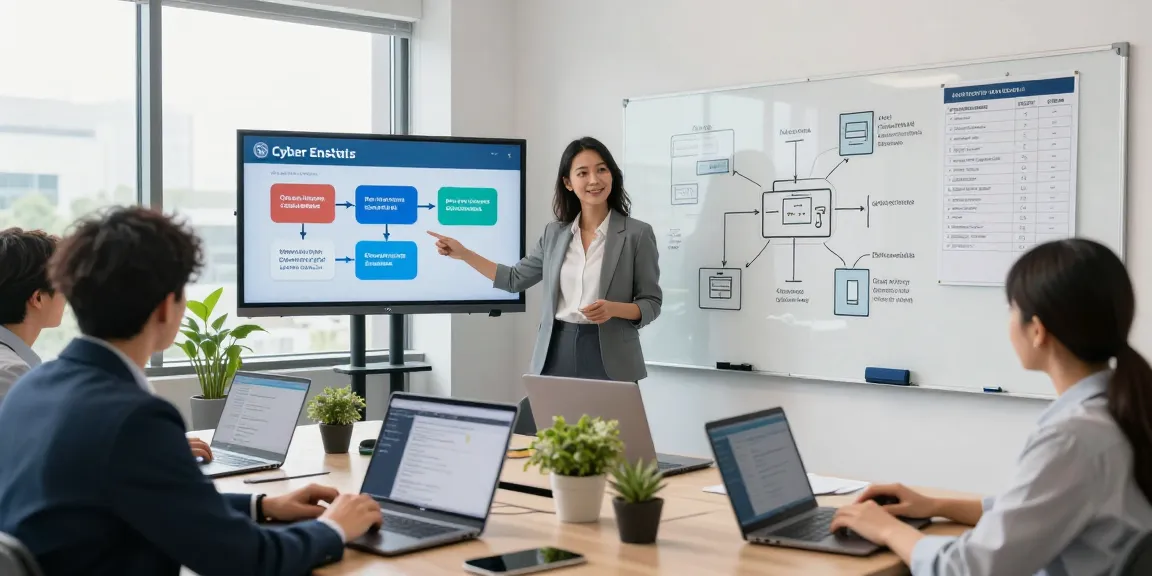 Cyber Essentials certification team collaboration in modern office.