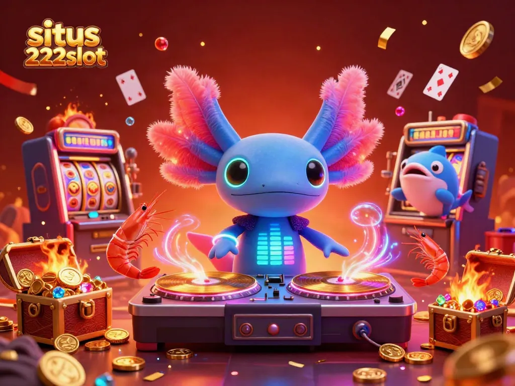 Bermain di situs 222slot dengan mesin slot yang penuh warna dan perayaan atmosfir.