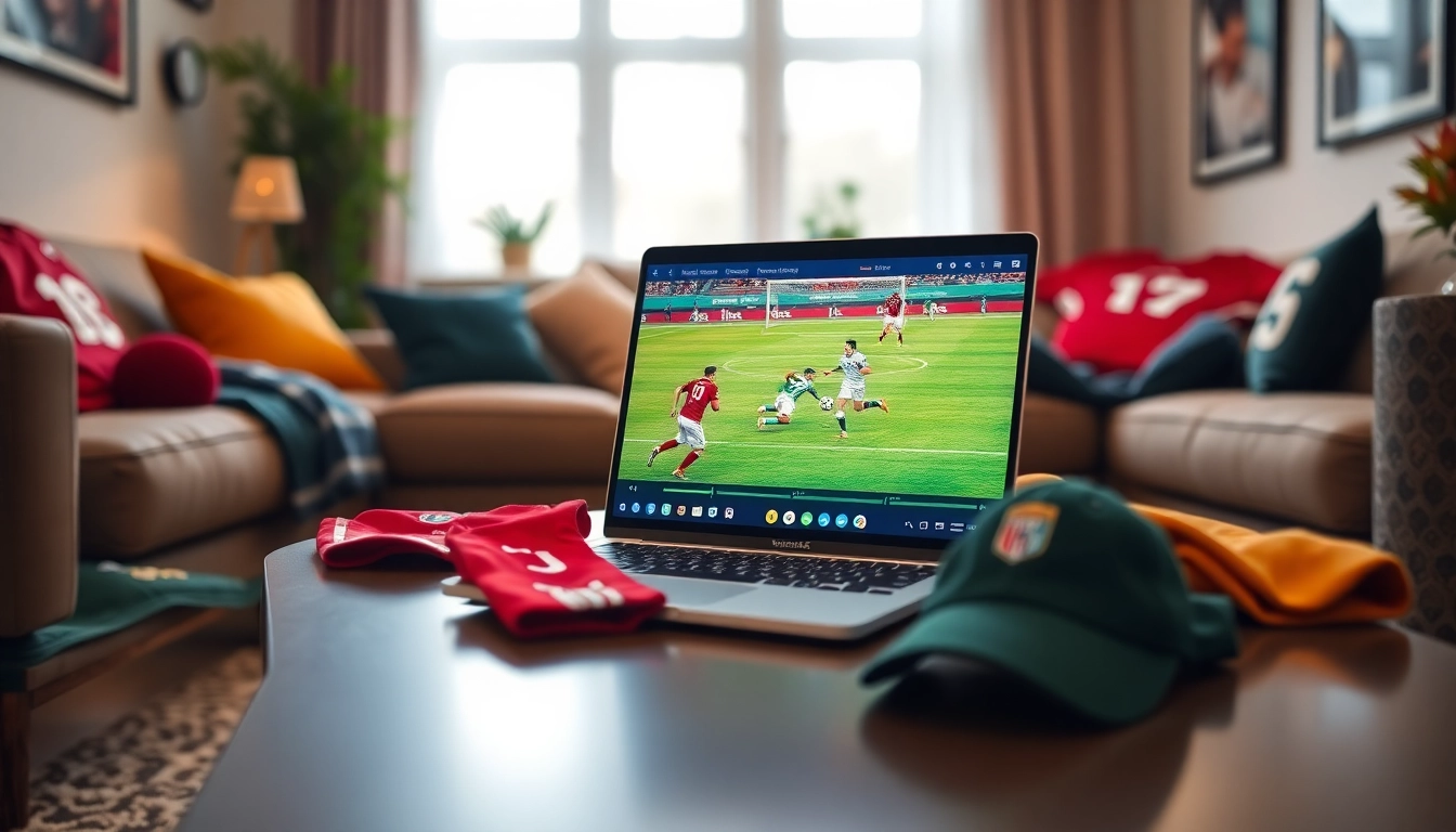Menampilkan bolakami di layar laptop dengan aksesoris olahraga yang menarik.