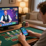 Engaging in live online casino gameplay at home on https://va88.ceo/ with a warm, inviting atmosphere.