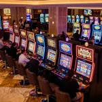 Exciting gameplay at rokok88 slot machines with vibrant displays and players celebrating wins.