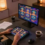 Play at 78win's mobile platform in a cozy home setting with vibrant slot games.