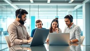 Exemplary team from msp companies near me collaborating in a modern office.