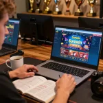 Engaging online gaming moment at Sunwin with player strategizing and interacting with casino app.