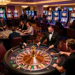 Hitclub players betting at an exciting roulette table in a luxurious casino setting