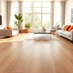 Showcasing waterproof vinyl flooring in a stylish living room with modern decor.