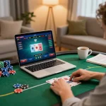 Player enjoying poker on lu88 site, showcasing strategy and engagement in online gaming.