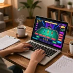 Experience thrilling online gambling at nhà cái mb66 with live dealer gameplay from home, cozy setup.