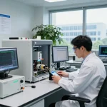 Engineer conducting CE marking compliance tests in advanced EMC lab.