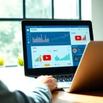 youtube 再生回数 購入の効果を分析するマーケティング管理者のシーン