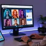 Engaged user exploring nsfw ai chat with Crushon AI's vibrant interface and customizable characters.