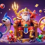 Experience ket qua bong da excitement with vibrant lottery elements and a majestic sea king in a dynamic scene.