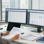 現代的なオフィスでの、みん社保サービスに関するクライアント中心の相談。