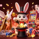 Experience excitement with slot depo 10k as a magician rabbit pulls coins with vibrant casino elements.