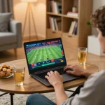 Engaging in responsible sports betting on Xoilac platform during live football matches.