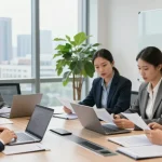 Philadelphia Employment Lawyer discussing strategies in a modern conference room with diverse team.