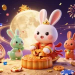LGOACE offers an exciting casino experience with moon rabbits and gaming elements celebrating big wins.