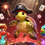 Kết quả bóng đá illustrated through a vibrant scene of marine characters celebrating with treasure, perfect for gamblers.