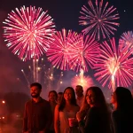 Discover stunning fireworks for sale lighting up the night sky at a festive gathering.