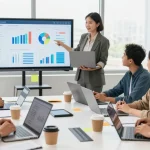 Learn digital marketing online in an engaging virtual classroom with diverse learners collaborating.