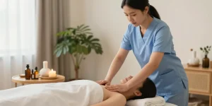 노원출장안마을 제공하는 전문 마사지 치료사와 편안한 고객의 모습