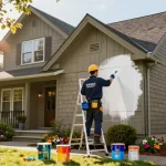 Exterior painters Washington County OR expertly refreshing a home's facade in a scenic Portland neighborhood.