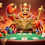 LGOACE showcases a massive golden crab emperor at a vibrant poker table, surrounded by energetic elements.