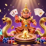 Experience immersive gameplay with loket88 featuring colorful slots, royal flush cards, and vibrant casino elements.