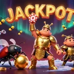 Spin to win with xx88 in this vibrant cartoon scene celebrating big jackpots.