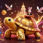 Experience exhilarating casino action with sun-themed games and vibrant visuals, featuring gold coins and a rabbit dealer.