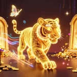 Experience thrilling sports betting with 11M's vibrant digital casino illustration featuring a golden tiger and winnings.