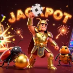 Explora los mejores casinos en línea y descubre jackpots con esta ilustración vibrante.